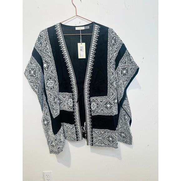 NWT RAMY BROOK Black White Tie Front Tassels Samira Mini Beachy Coverup Size XXS - Picture 2 of 11